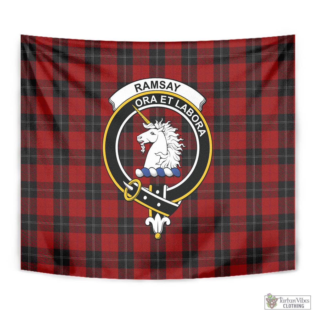 Tartan Vibes Clothing Ramsay Tartan Tapestry Wall Hanging and Home Decor for Room with Family Crest