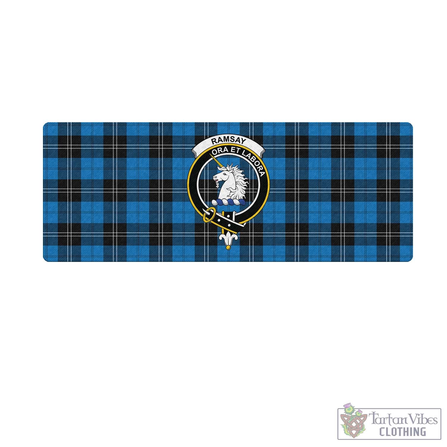 Tartan Vibes Clothing Ramsay Blue Ancient Tartan Mouse Pad with Family Crest