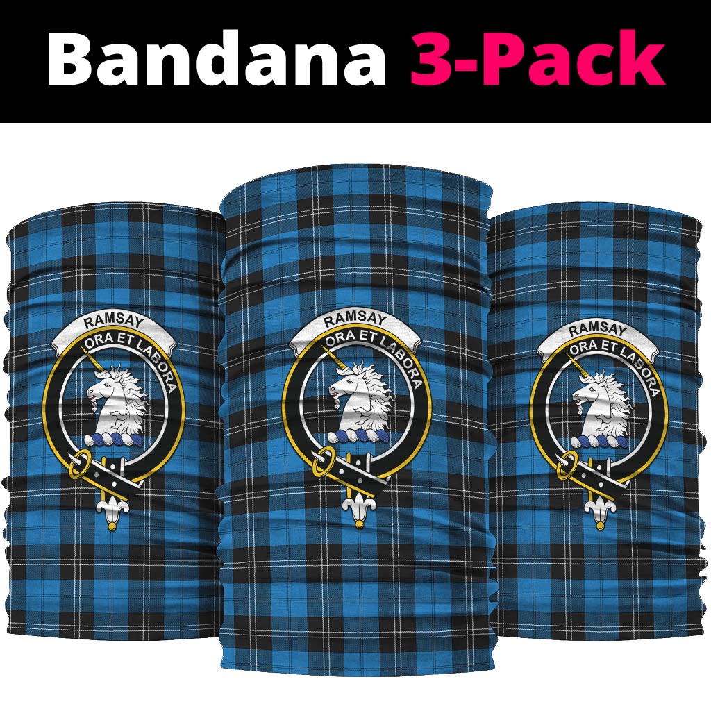 Ramsay Blue Ancient Tartan Neck Gaiters, Tartan Bandanas, Tartan Head Band with Family Crest One Size - Tartanvibesclothing