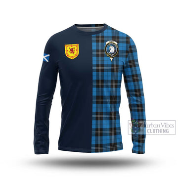 Ramsay Blue Ancient Tartan Long Sleeve T-Shirt with Scottish Lion Royal Arm Half Style