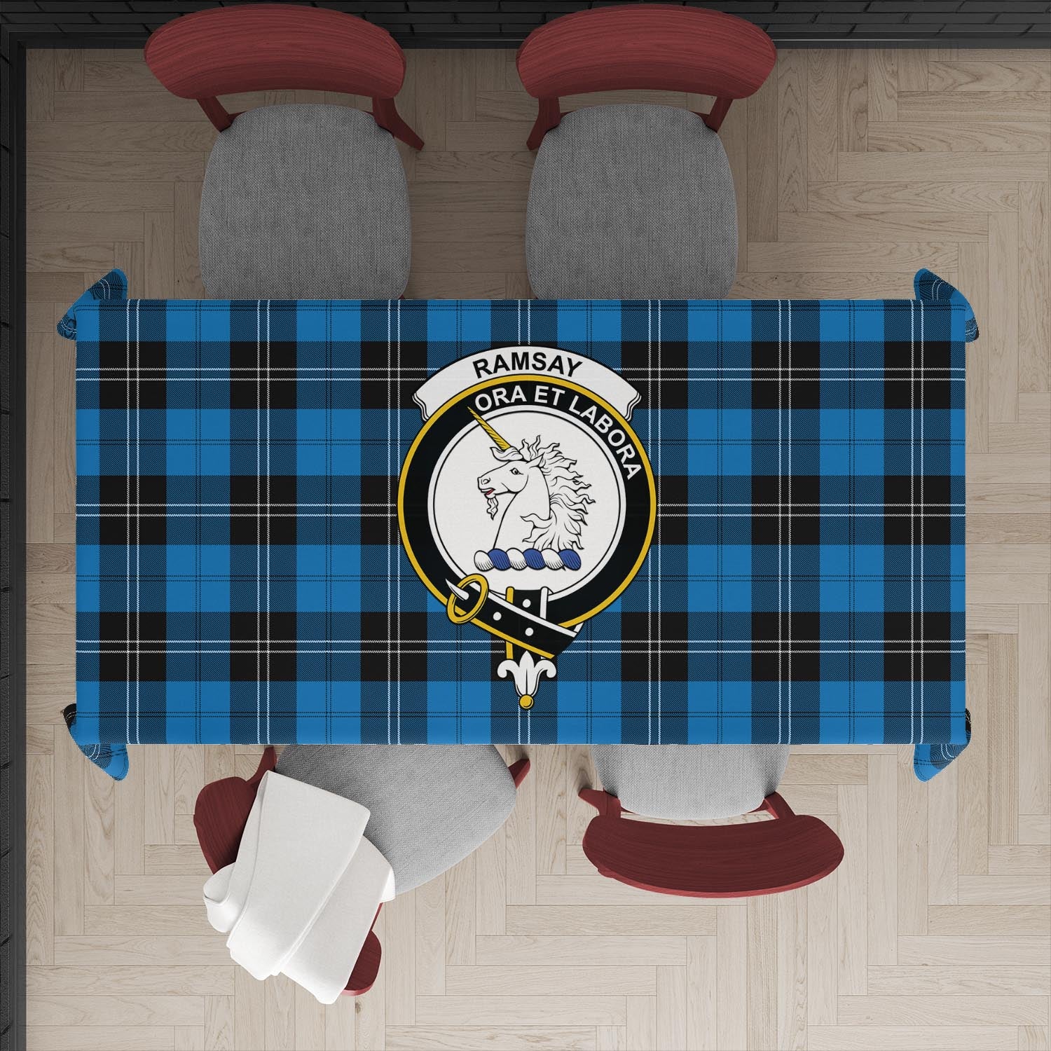 ramsay-blue-ancient-tatan-tablecloth-with-family-crest