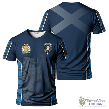 Ramsay Blue Ancient Tartan T-Shirt with Family Crest and Lion Rampant Vibes Sport Style