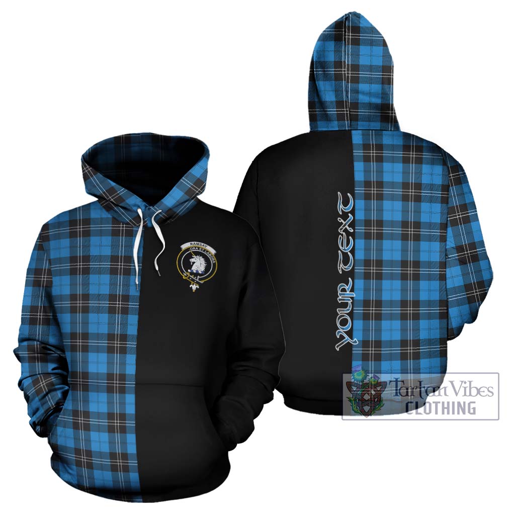 Tartan Vibes Clothing Ramsay Blue Ancient Tartan Hoodie with Family Crest and Half Of Me Style