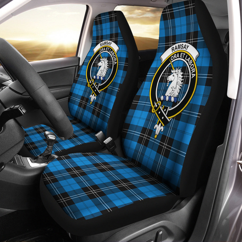 Ramsay Blue Ancient Tartan Car Seat Cover with Family Crest One Size - Tartanvibesclothing