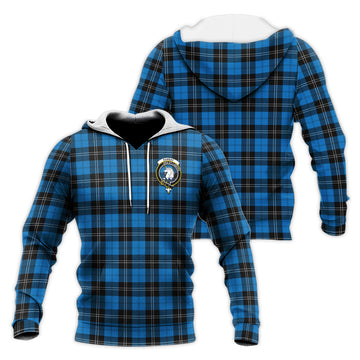 Ramsay Blue Ancient Tartan Knitted Hoodie with Family Crest