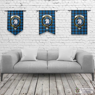 Ramsay Blue Ancient Tartan Gonfalon, Tartan Banner with Family Crest