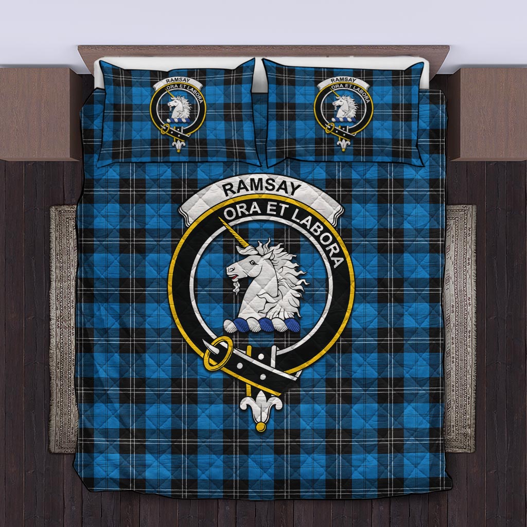 Ramsay Blue Ancient Tartan Quilt Bed Set with Family Crest