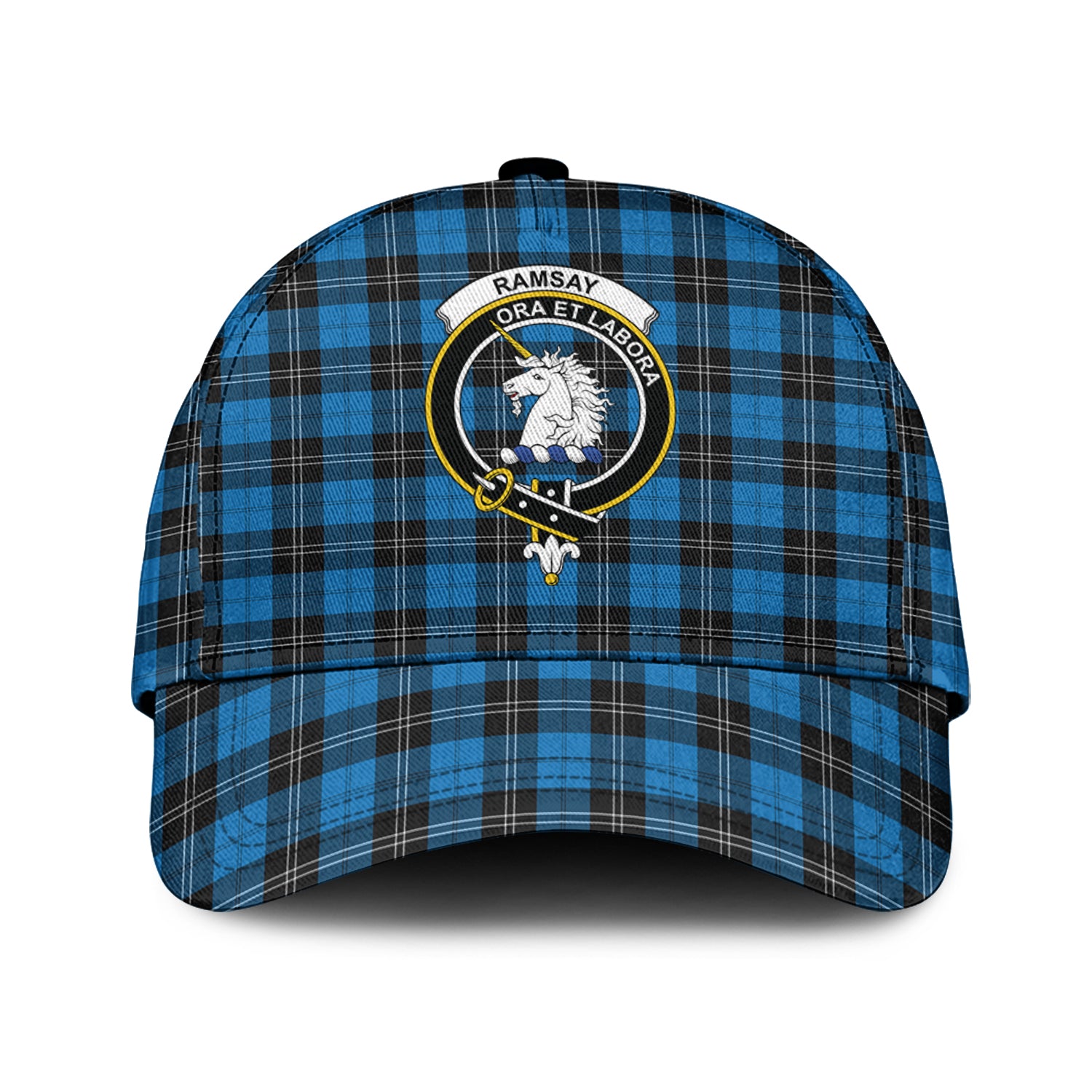 Ramsay Blue Ancient Tartan Classic Cap with Family Crest Classic Cap Universal Fit - Tartan Vibes Clothing