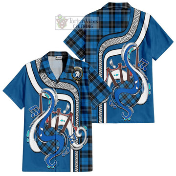 Ramsay Blue Ancient Tartan Short Sleeve Button Shirt with Epic Bagpipe Style