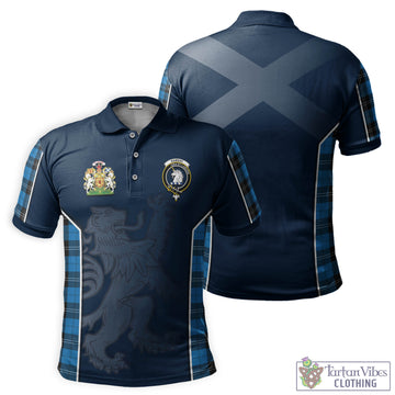 Ramsay Blue Ancient Tartan Men's Polo Shirt with Family Crest and Lion Rampant Vibes Sport Style