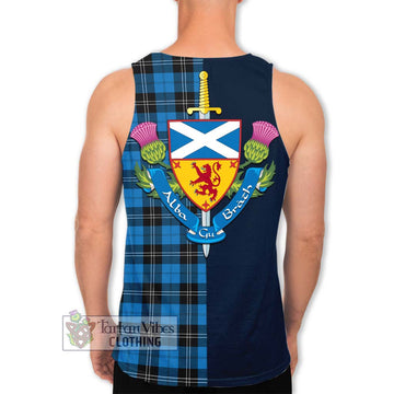 Ramsay Blue Ancient Tartan Men's Tank Top with Scottish Lion Royal Arm Half Style