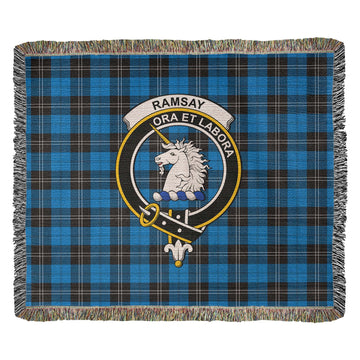 Ramsay Blue Ancient Tartan Woven Blanket with Family Crest