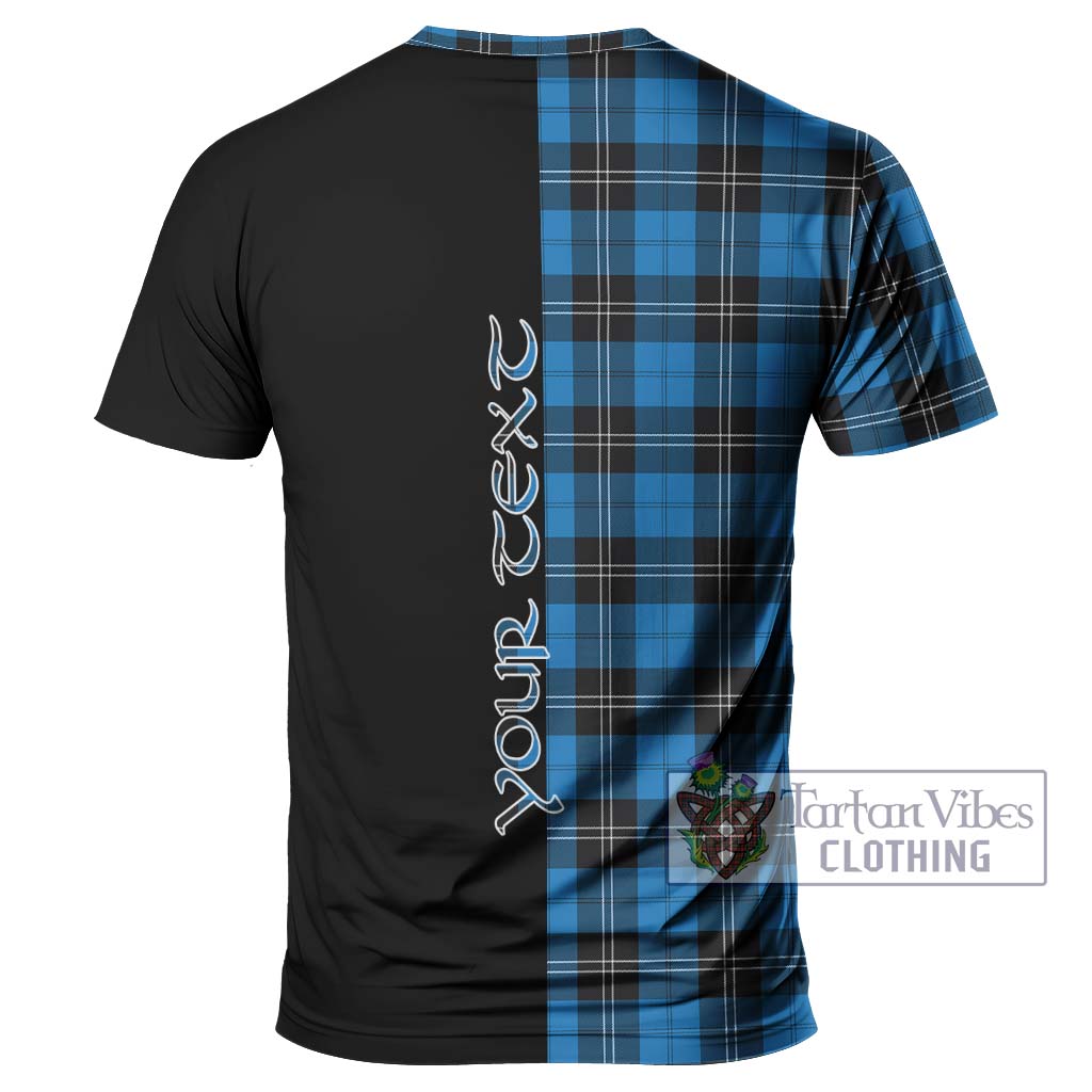 Tartan Vibes Clothing Ramsay Blue Ancient Tartan T-Shirt with Family Crest and Half Of Me Style