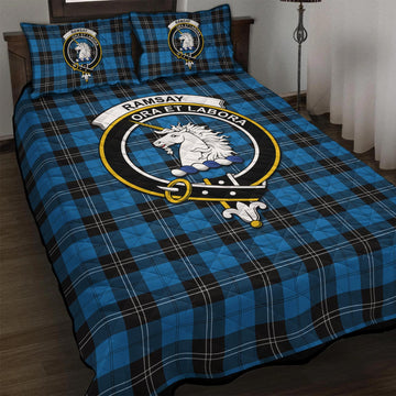 Ramsay Blue Ancient Tartan Quilt Bed Set with Family Crest