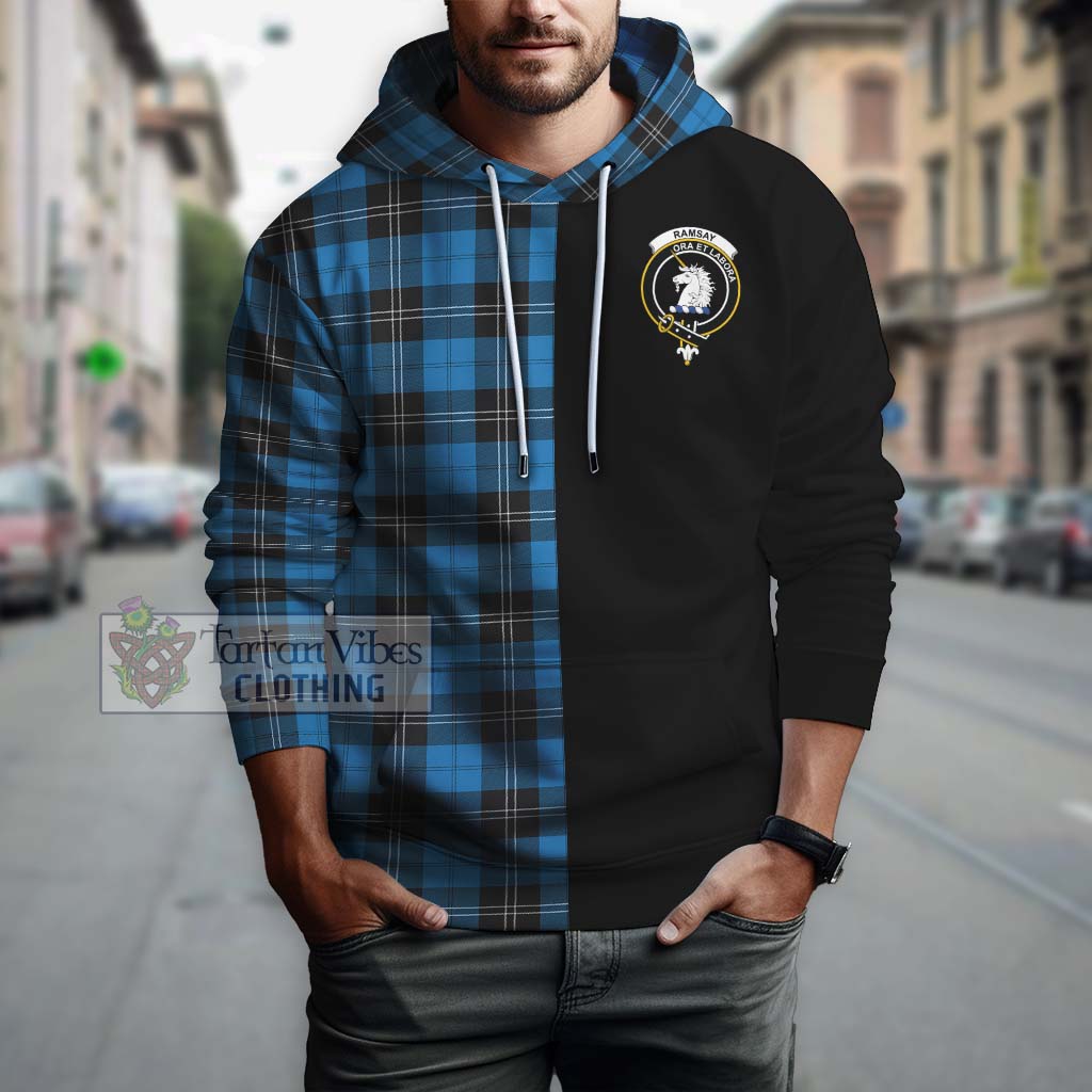 Tartan Vibes Clothing Ramsay Blue Ancient Tartan Hoodie with Family Crest and Half Of Me Style