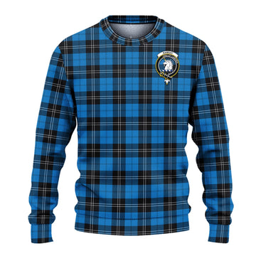 Ramsay Blue Ancient Tartan Knitted Sweater with Family Crest