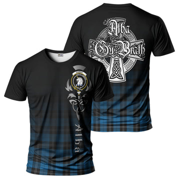 Ramsay Blue Ancient Tartan T-Shirt Featuring Alba Gu Brath Family Crest Celtic Inspired