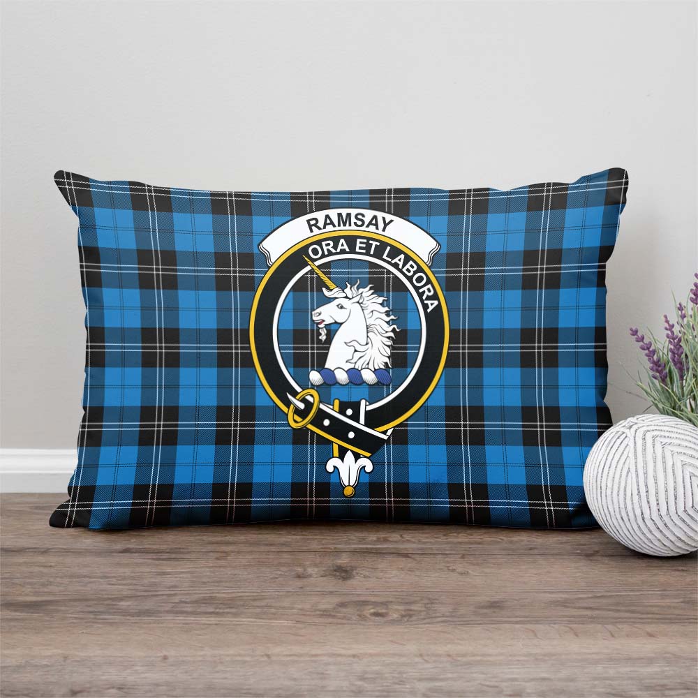 Ramsay Blue Ancient Tartan Pillow Cover with Family Crest Rectangle Pillow Cover - Tartanvibesclothing