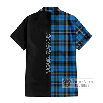 Ramsay Blue Ancient Tartan Short Sleeve Button Shirt with Family Crest and Half Of Me Style