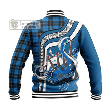 Ramsay Blue Ancient Tartan Baseball Jacket with Epic Bagpipe Style