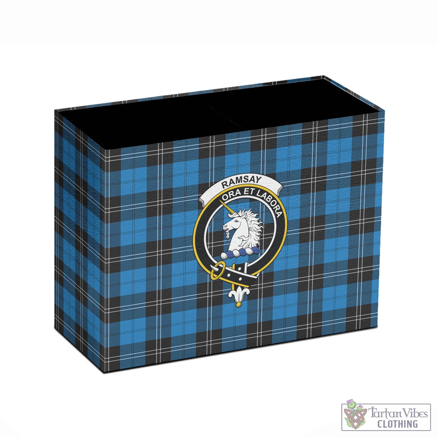 Tartan Vibes Clothing Ramsay Blue Ancient Tartan Pen Holder with Family Crest