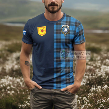 Ramsay Blue Ancient Tartan T-Shirt Alba with Scottish Lion Royal Arm Half Style