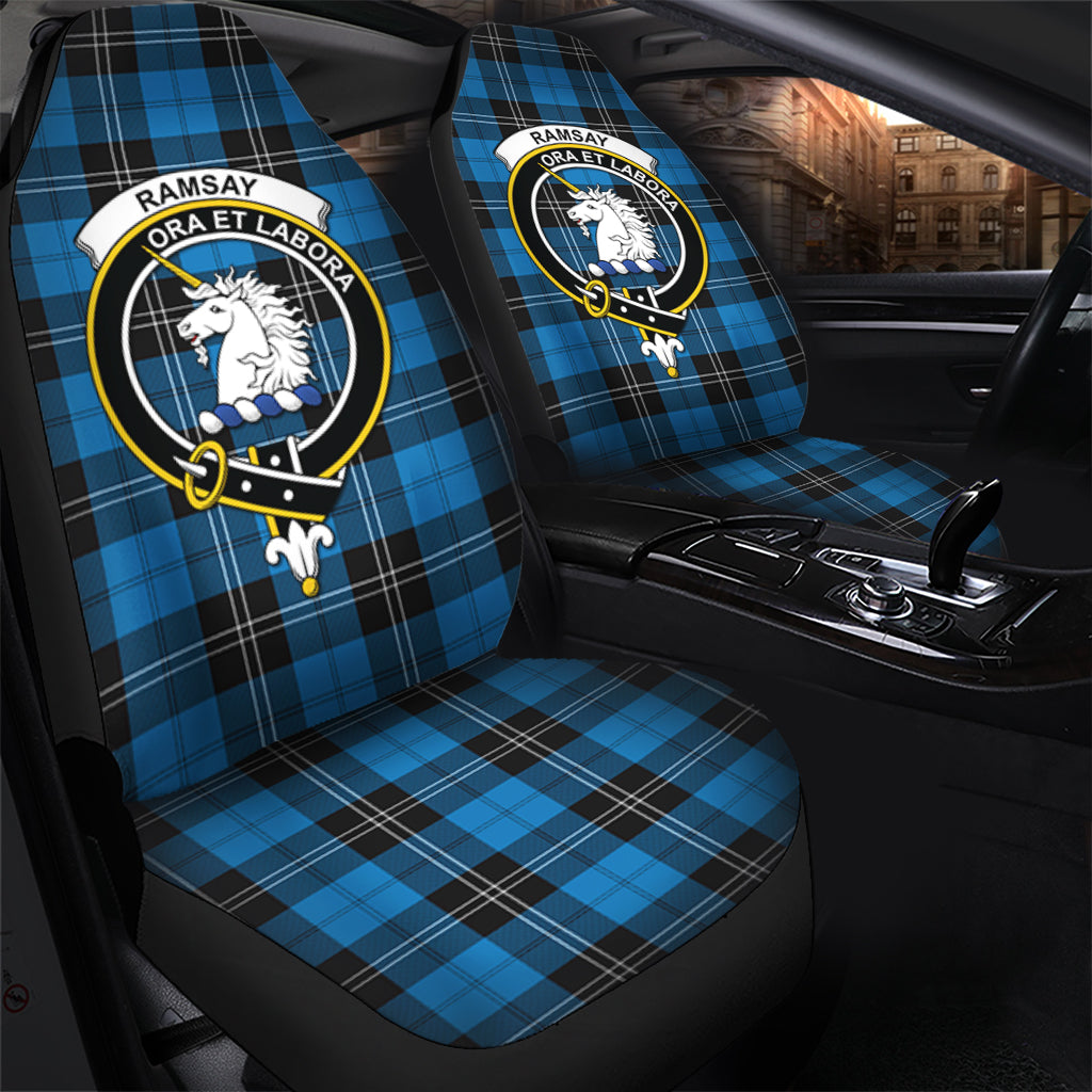 Ramsay Blue Ancient Tartan Car Seat Cover with Family Crest - Tartanvibesclothing