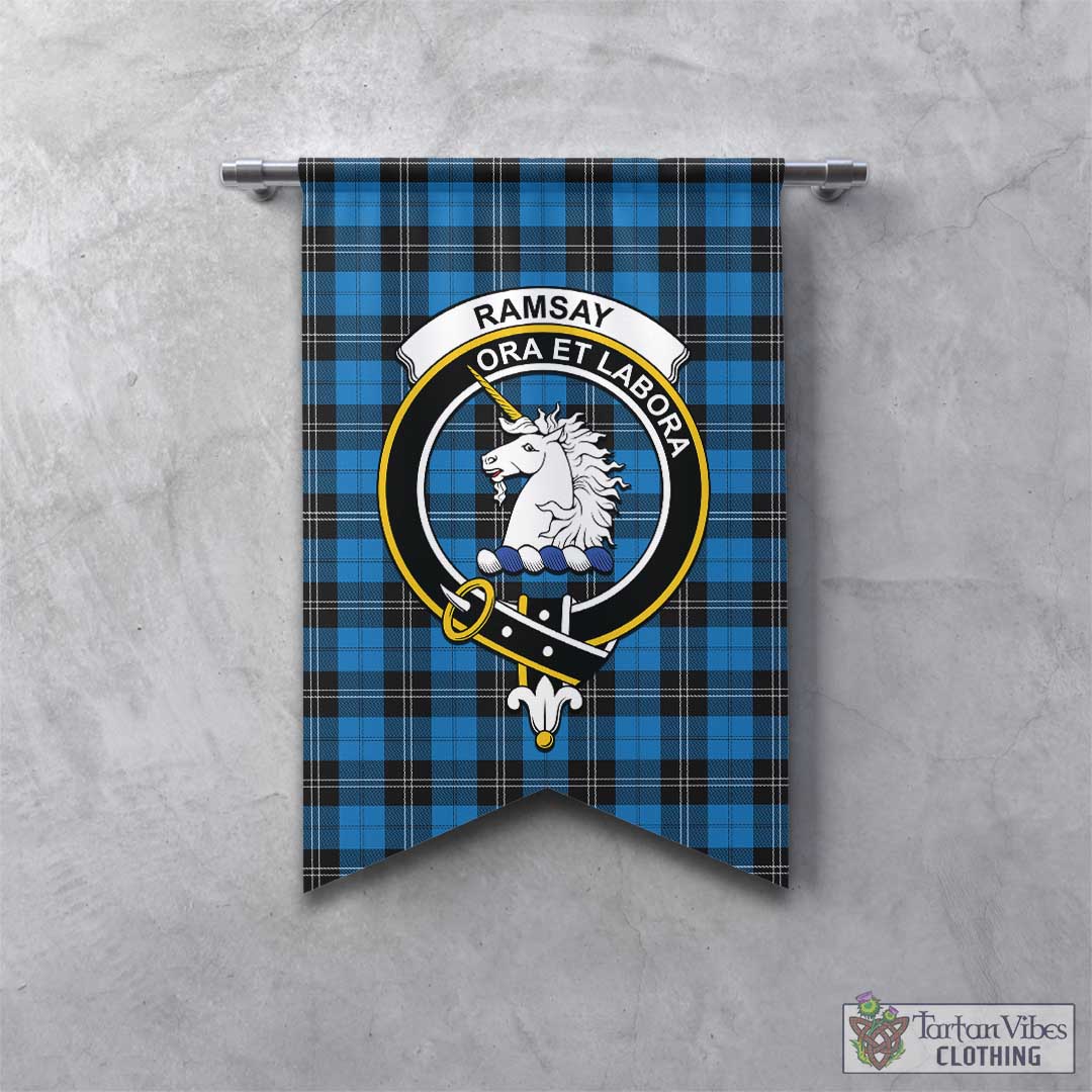 Tartan Vibes Clothing Ramsay Blue Ancient Tartan Gonfalon, Tartan Banner with Family Crest