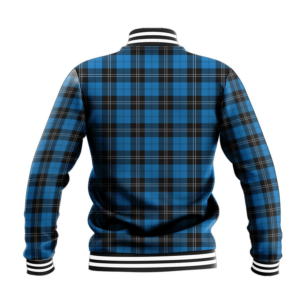 Ramsay Blue Ancient Tartan Baseball Jacket with Family Crest - Tartan Vibes Clothing