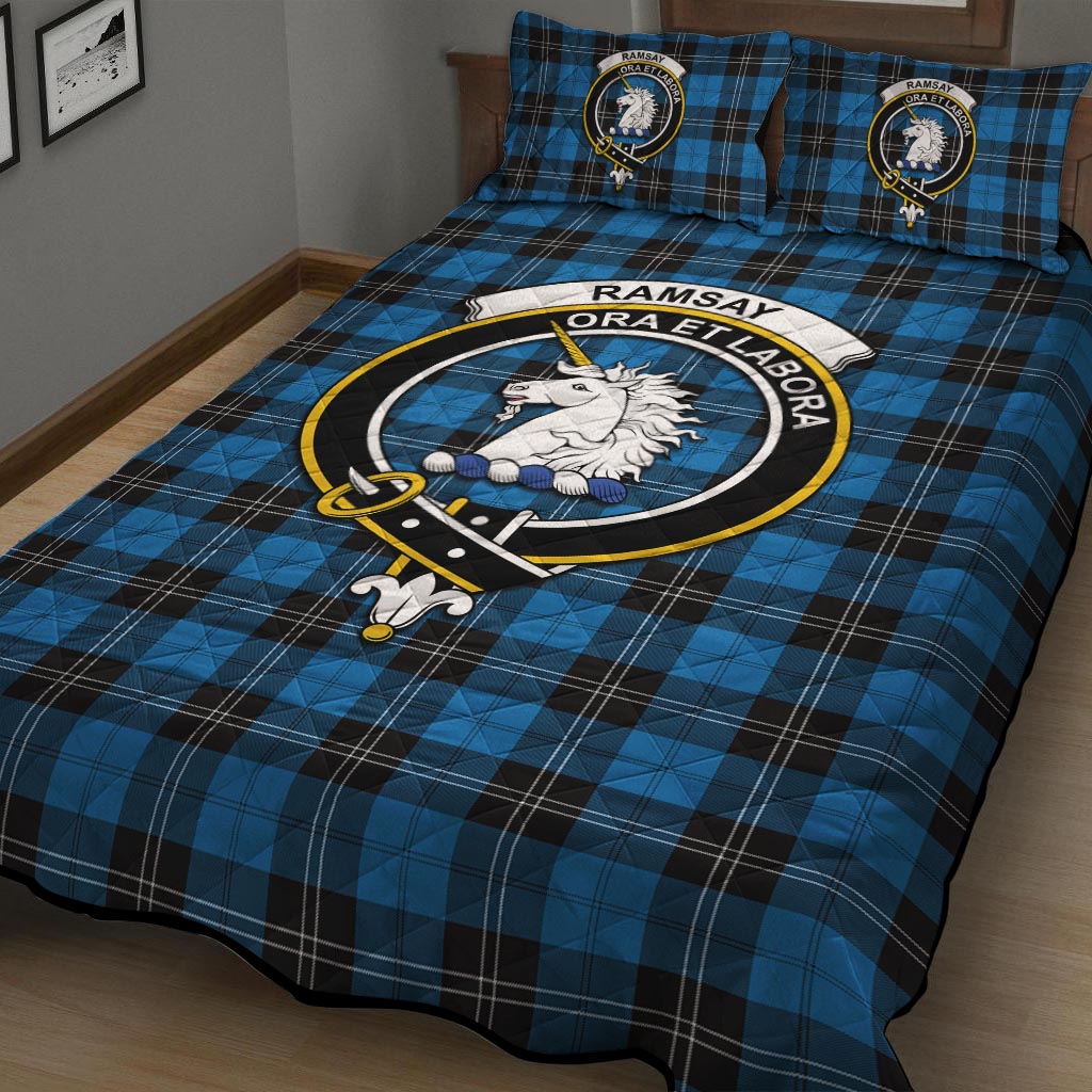 Ramsay Blue Ancient Tartan Quilt Bed Set with Family Crest