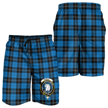 Ramsay Blue Ancient Tartan Mens Shorts with Family Crest