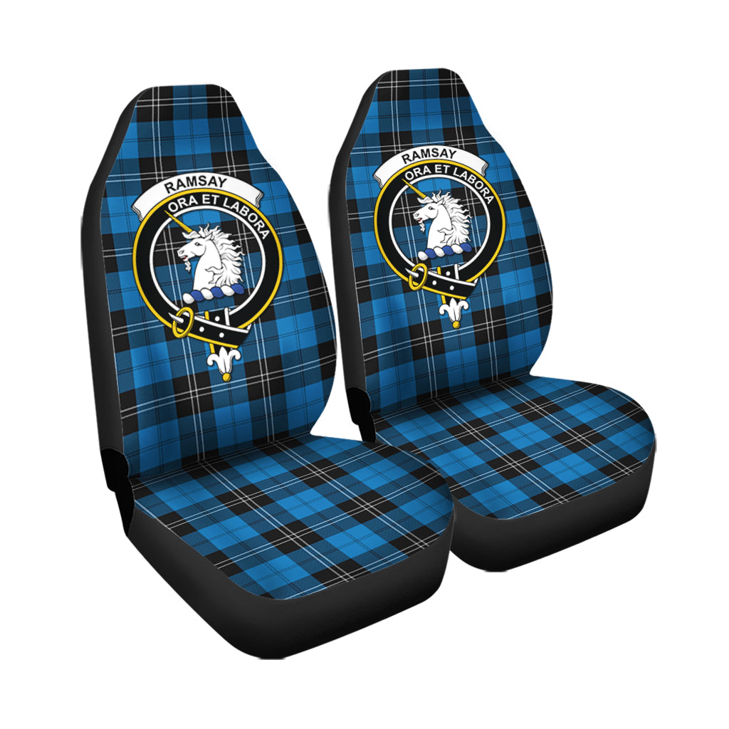 Ramsay Blue Ancient Tartan Car Seat Cover with Family Crest - Tartanvibesclothing