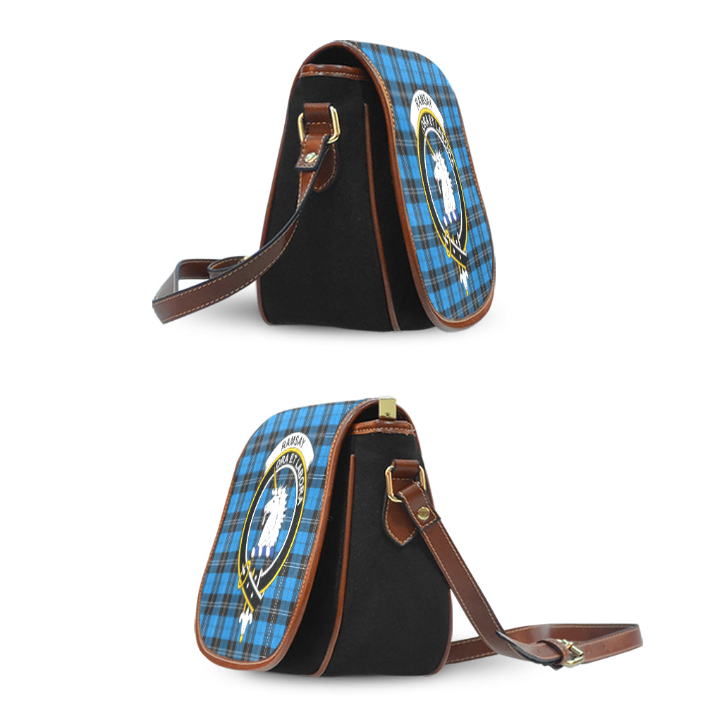 Ramsay Blue Ancient Tartan Saddle Bag with Family Crest - Tartan Vibes Clothing