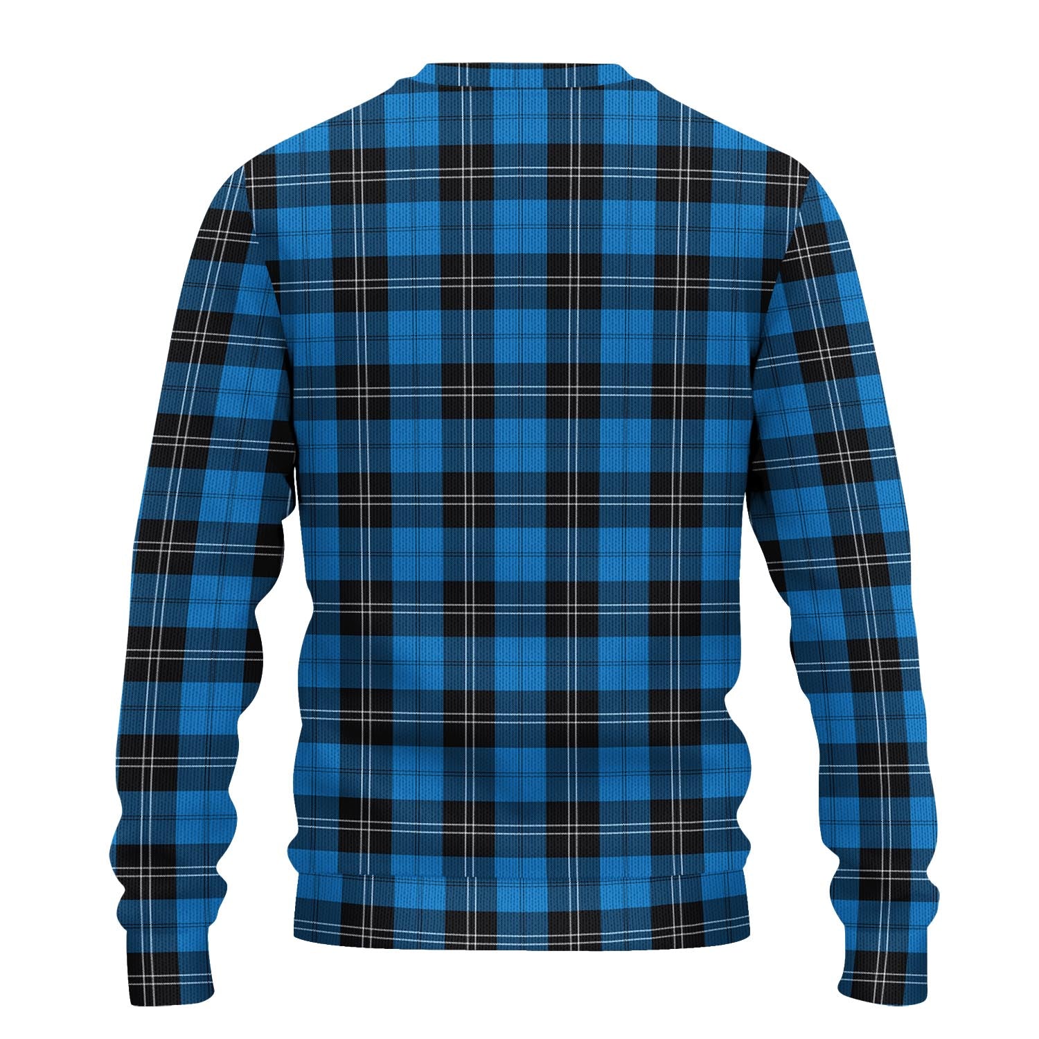 Ramsay Blue Ancient Tartan Knitted Sweater with Family Crest - Tartanvibesclothing