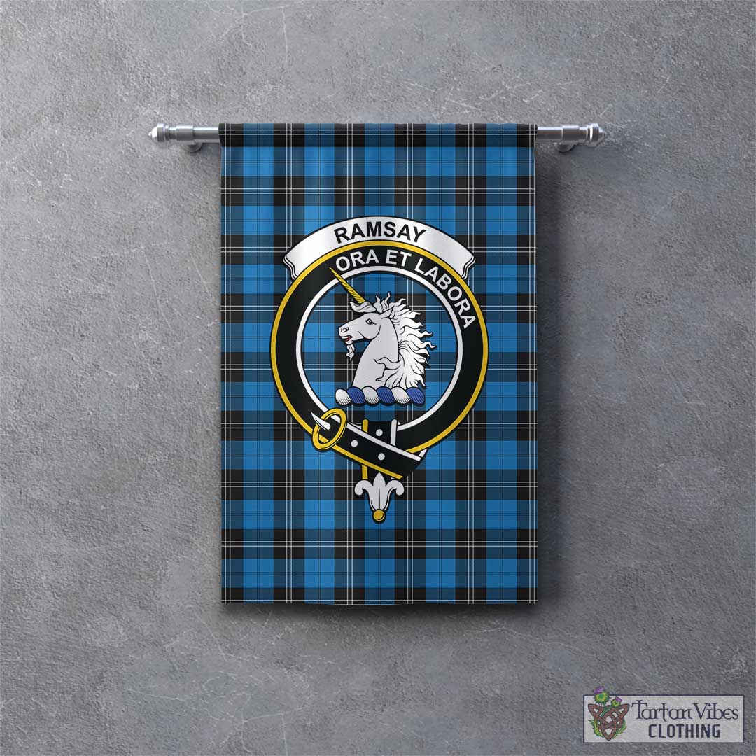 Tartan Vibes Clothing Ramsay Blue Ancient Tartan Gonfalon, Tartan Banner with Family Crest