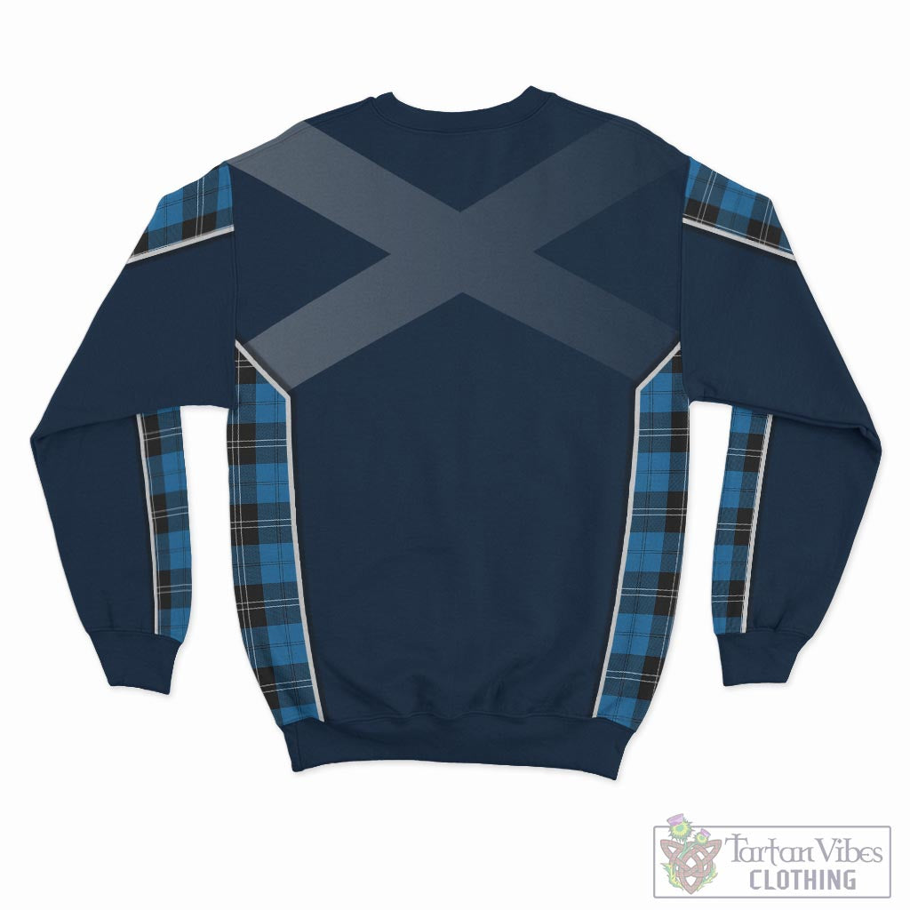 Tartan Vibes Clothing Ramsay Blue Ancient Tartan Sweatshirt with Family Crest and Scottish Thistle Vibes Sport Style