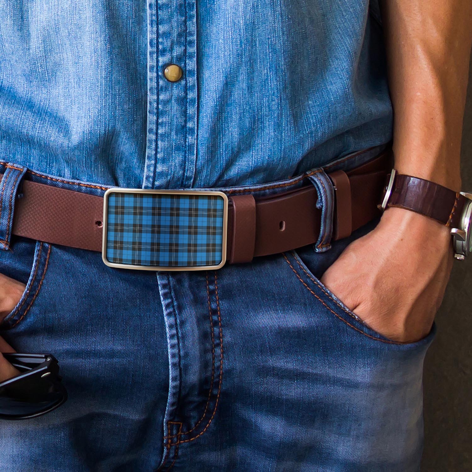 Ramsay Blue Ancient Tartan Belt Buckles - Tartan Vibes Clothing