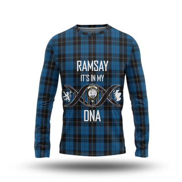 Ramsay Blue Hunting Tartan Long Sleeve T-Shirt with Family Crest DNA In Me Style