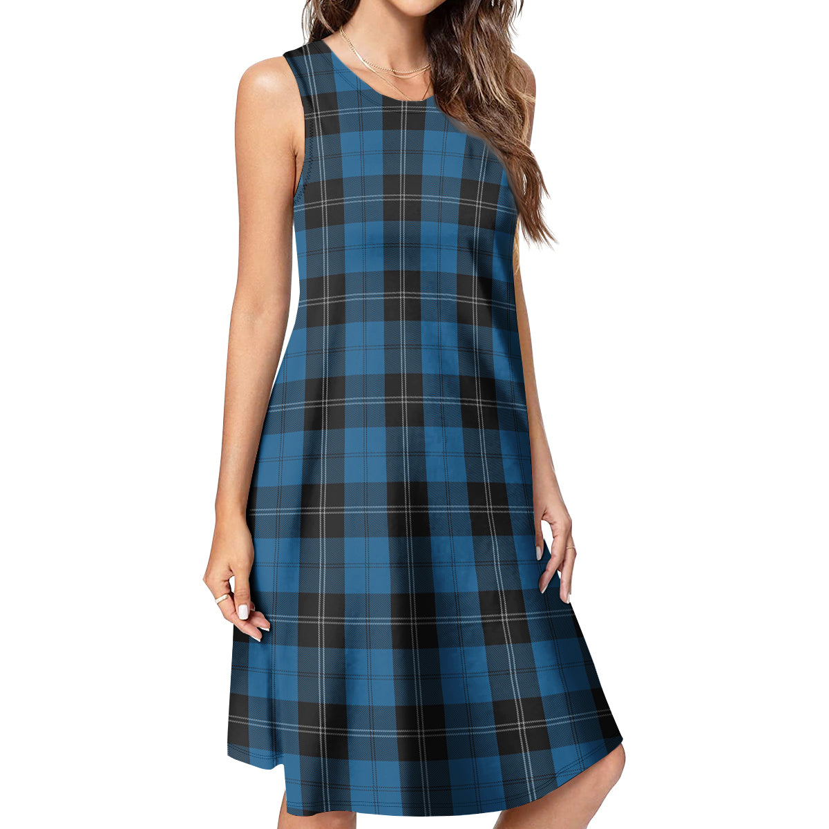 Ramsay Blue Hunting Tartan Womens Casual Dresses - Tartanvibesclothing