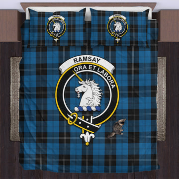 Ramsay Blue Hunting Tartan Bedding Set with Family Crest