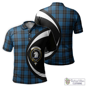 Ramsay Blue Hunting Tartan Men's Polo Shirt with Family Crest Circle Style