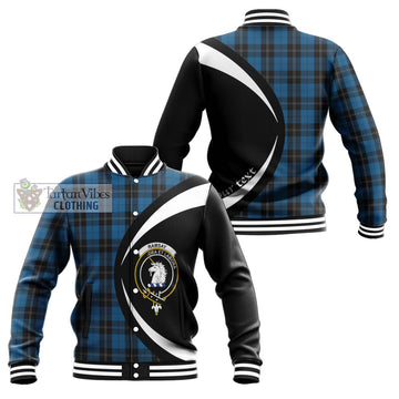 Ramsay Blue Hunting Tartan Baseball Jacket with Family Crest Circle Style