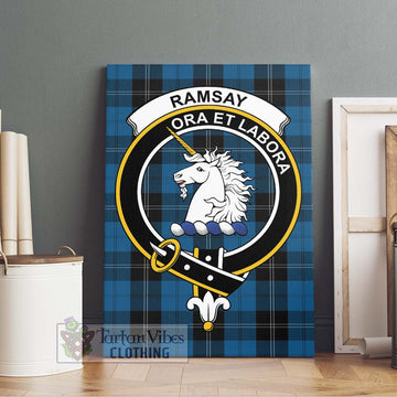 Ramsay Blue Hunting Tartan Canvas Print Wall Art with Family Crest