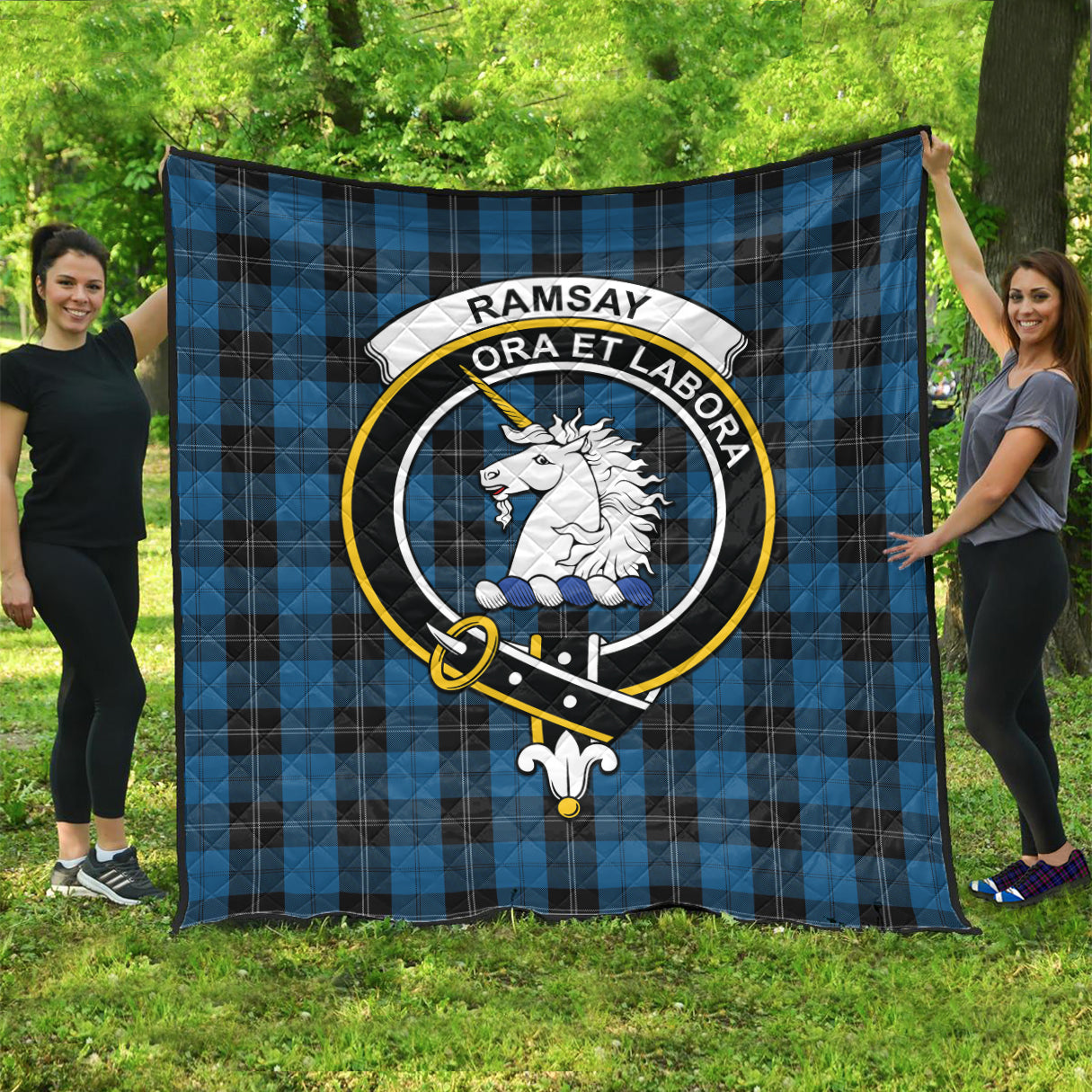 ramsay-blue-hunting-tartan-quilt-with-family-crest