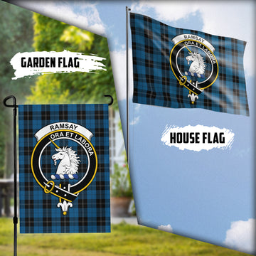 Ramsay Blue Hunting Tartan Flag with Family Crest