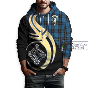 Ramsay Blue Hunting Tartan Hoodie with Family Crest and Celtic Symbol Style