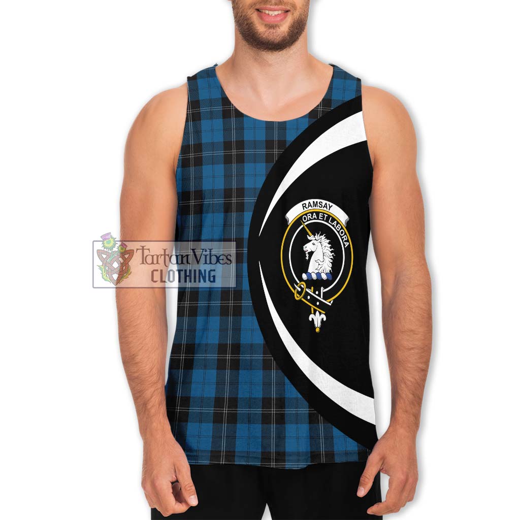 Ramsay Blue Hunting Tartan Men's Tank Top with Family Crest Circle Style Men - Tartan Vibes Clothing