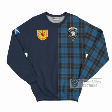 Ramsay Blue Hunting Tartan Sweatshirt with Scottish Lion Royal Arm Half Style