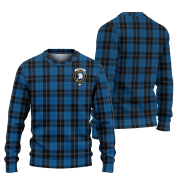 Ramsay Blue Hunting Tartan Ugly Sweater with Family Crest