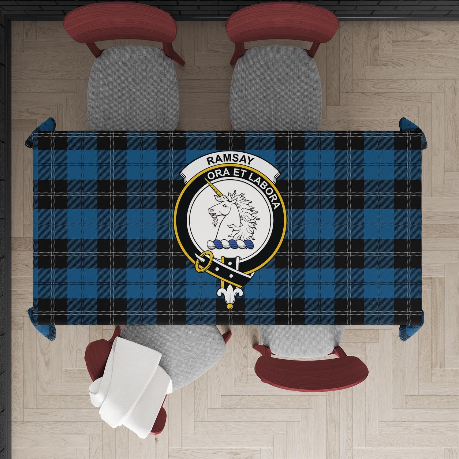 ramsay-blue-hunting-tatan-tablecloth-with-family-crest